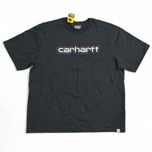 NWT Carhartt navy blue graphic tee with red & blue logo. Size: 2XL